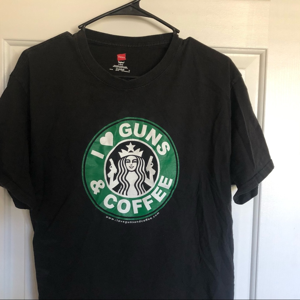 I <3 Guns & Coffee Mens Shirt Size Large